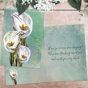 Cartão Você Está com Saudades Calla Lírios Aquarela Cartã
