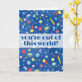 Cartão Você está fora deste espaço exterior de aquarela m