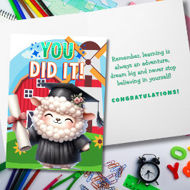 Cartão Você Fez Isso! Alegria de Graduação de Ovelhas Bon
