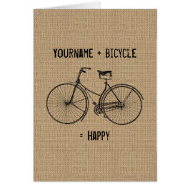Cartão Você mais a bicicleta iguala o saco natural feliz