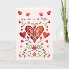Cartão Você Me Conquistou com um Olá - Amor Romântico Dia