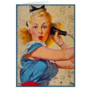 Cartão Você Me Ligou, Sugar? Vintage Digital Art