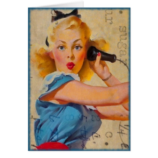 Cartão Você Me Ligou, Sugar? Vintage Digital Art (Frente)