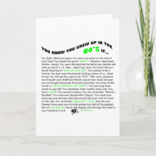 Cartão Você sabe que cresceu na anos 80 se...