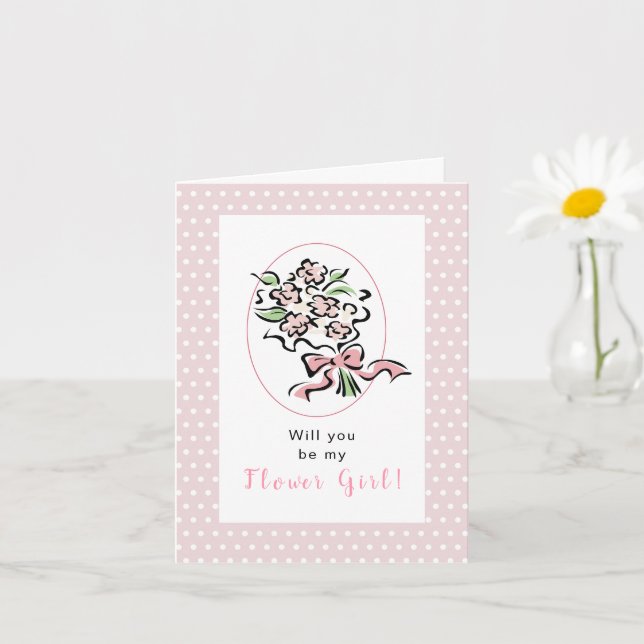 Cartão Você será a minha Flor? Buquê rosa (Planta pequena)