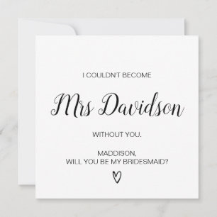 Cartão Você será meu pedido da madrinha de casamento da