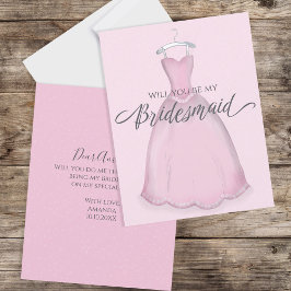 Cartão Você será minha dama de Bridesmaid Casando Rosa Ve