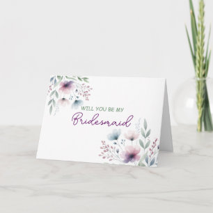 Cartão Você será minha dama de Bridesmaid   Floral Weddin