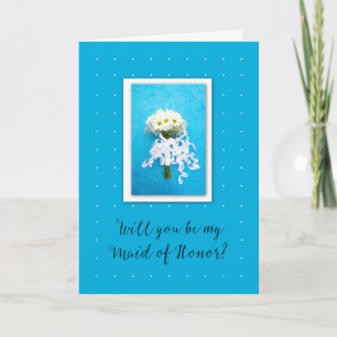 Cartão Você será minha Madrinha de casamento Daisies Blue