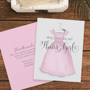 Cartão Você será minha Menina das Flores Vestido Rosa Cas