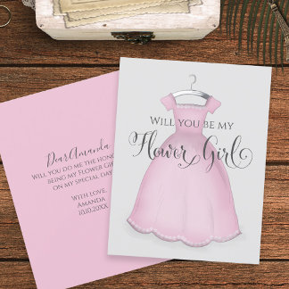 Cartão Você será minha Menina das Flores Vestido Rosa Cas