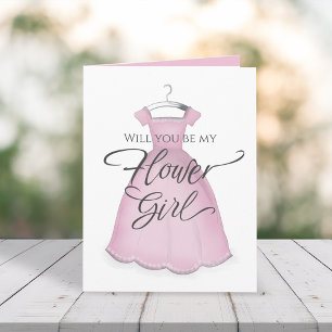 Cartão Você será minha Menina das Flores Vestido Rosa Cas