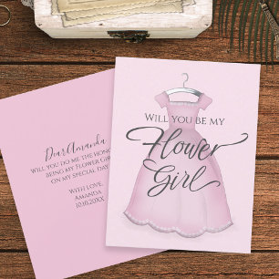 Cartão Você será minha Menina das Flores Vestido Rosa Ele
