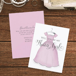 Cartão Você será minha Menina das Flores Vestido Rosa Fof