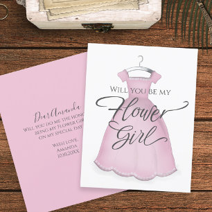 Cartão Você será minha Menina das Flores Vestido Rosa Vin