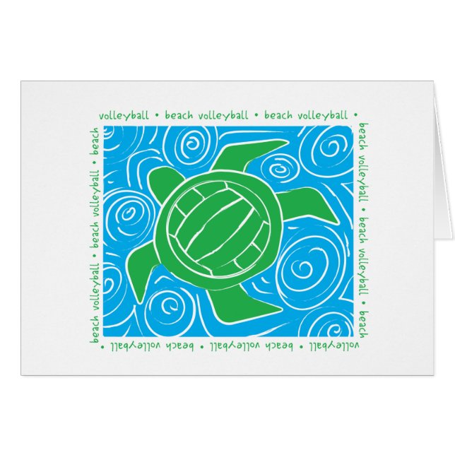 Cartão Voleibol de praia da tartaruga (Frente Horizontal)