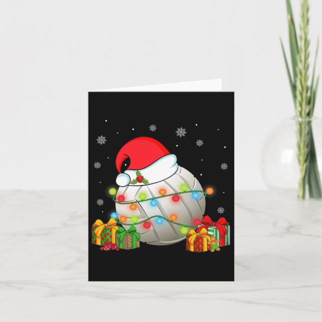Cartão Voleibol Esportes Natal Santa Hat Luzes de Natal (Frente)