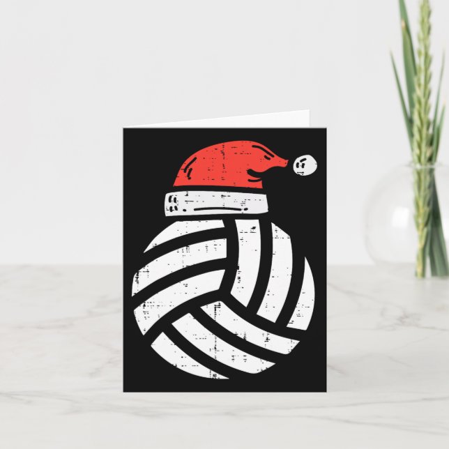 Cartão Voleibol Santa Hat Natal jogador desportivo C (Frente)