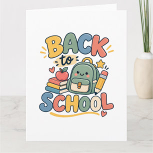 Cartão Voltar às Compras Escolares Fofo Kawaii