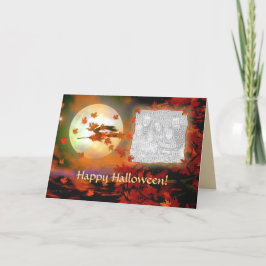 Cartão Voo da Bruxa de Halloween para Foto