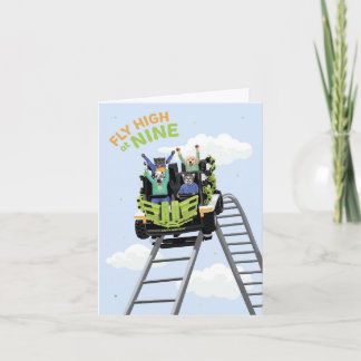 Cartão Voo de Cachorro Alto Rollercoaster Nono Aniversári