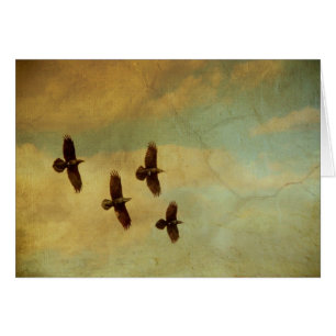 Cartão Voo de quatro corvos