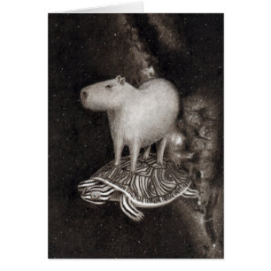 Cartão Vôo do Capybara e da tartaruga de água doce
