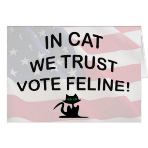 Cartão Vote Cat com Bandeira Americana