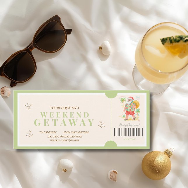 Cartão Voucher de Fim de Semana de Natal Tropical (Tropical Christmas Weekend Getaway Voucher Card)