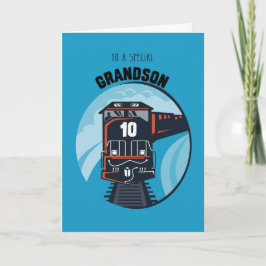 Cartão Vovô 10º Comboio de Aniversário, Menino, Azul