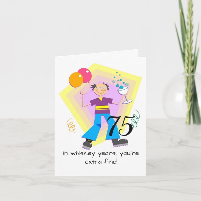 Cartão Vovô, 75 anos, votos de aniversário (Frente)