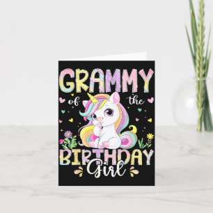 Cartão Vovó da Família Kawaii Unicorn da Menina de Aniver