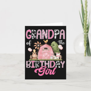 Cartão Vovô Da Garota De Aniversário Fazenda Vaca Rosa 1r
