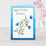 Cartão Vovó de aniversário feliz do Floral Blue Watercolo<br><div class="desc">Cartão de Vovó de Aniversário Feliz Floral Azul de Água.</div>