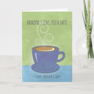Cartão Vovó Dia de as mães, eu te amo um latão, café