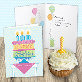 Cartão Vovó excelente 100º aniversário - Velas Numerosas