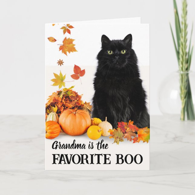 Cartão Vovó favorita Gato Preto do Boo Halloween (Frente)