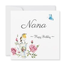 vovó feliz aniversário de beija-flor rosa