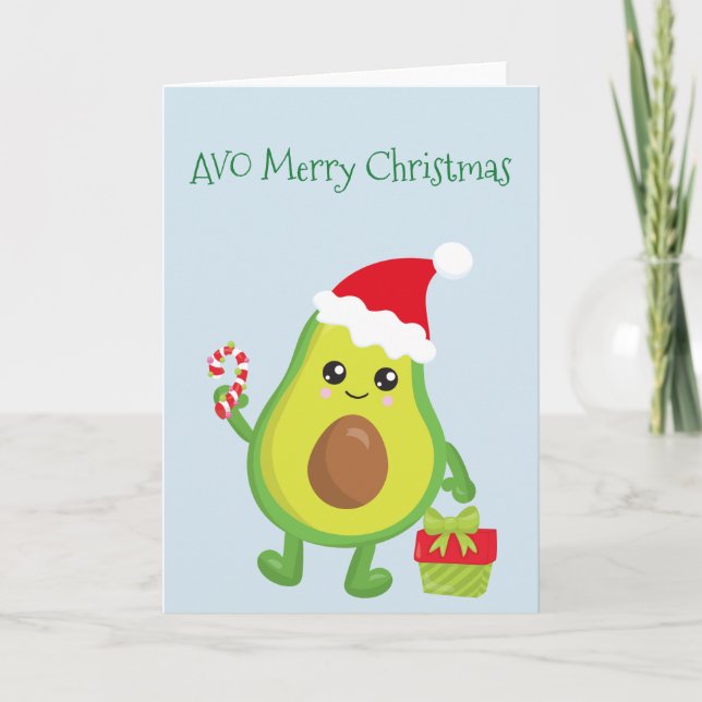 Cartão Vovô Feliz Natal Feriado Abacate (Frente)