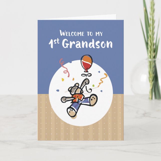 Cartão Vovô Primeiro Avô Novo Bebê Bem-vindo (Frente)