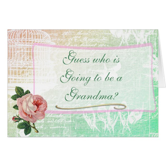 Cartão Vovó Vintage Rosa Baby Announing Card (Frente Horizontal)