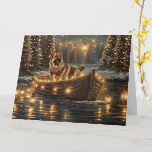 Cartão Voz Festiva do Natal german shepherd