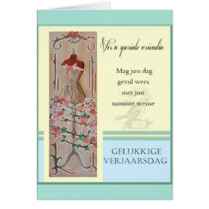 Cartão Vriendin do spesiale de n de Gelukkige Verjaarsdag