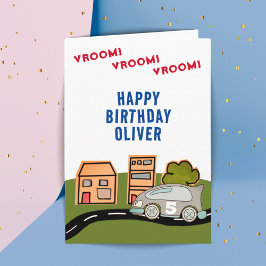 Cartão Vroom Vroom Racing Car Road House Parabéns