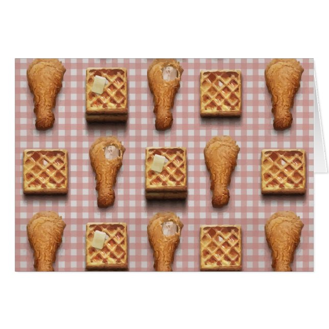 Cartão waffles de frango gingham (Frente Horizontal)