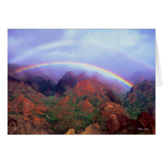 Cartão Waimea Canyon - Kauai - Havaí - duplo arco-íris