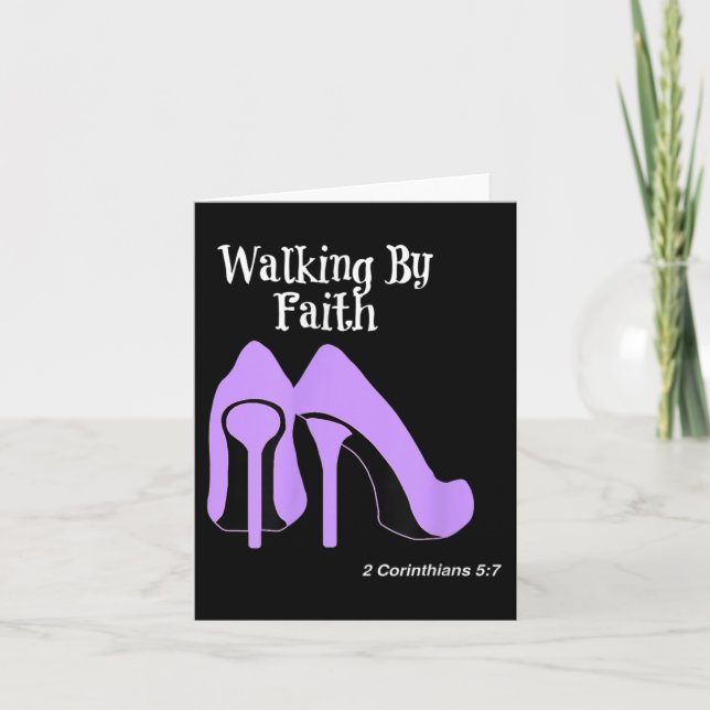 Cartão Walk By Faith Graphic Christian Design With Purple (Frente)