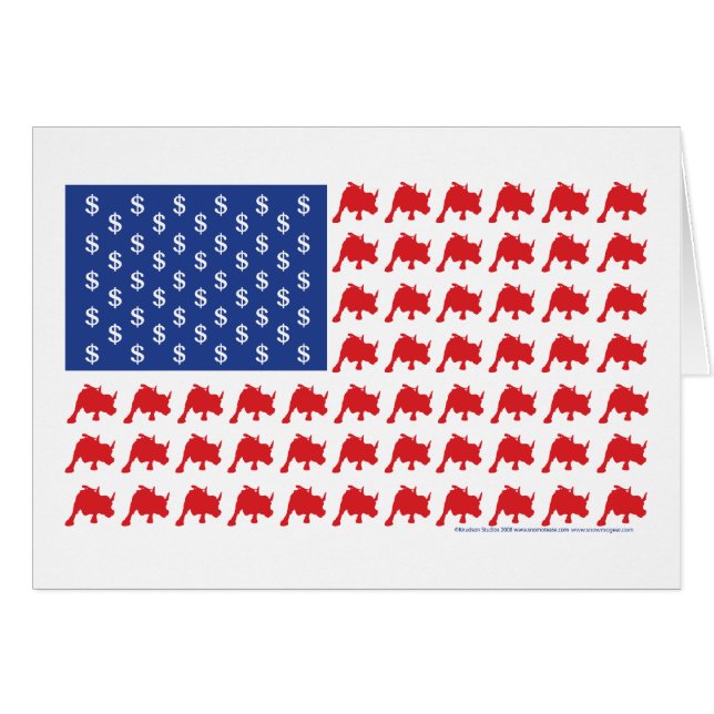 Cartão Wall Street Bull Market American Flag (Frente Horizontal)