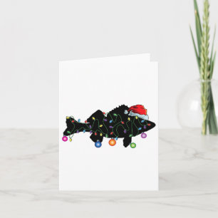 Cartão Walleye Pesca Engraçada Luzes de Natal Engraçadas 