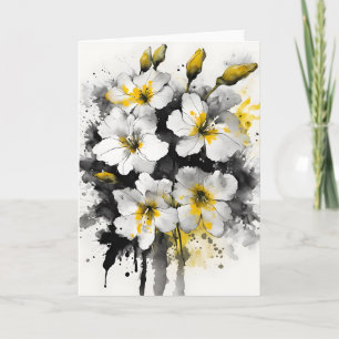 Cartão Wallflower - Flores aquarela